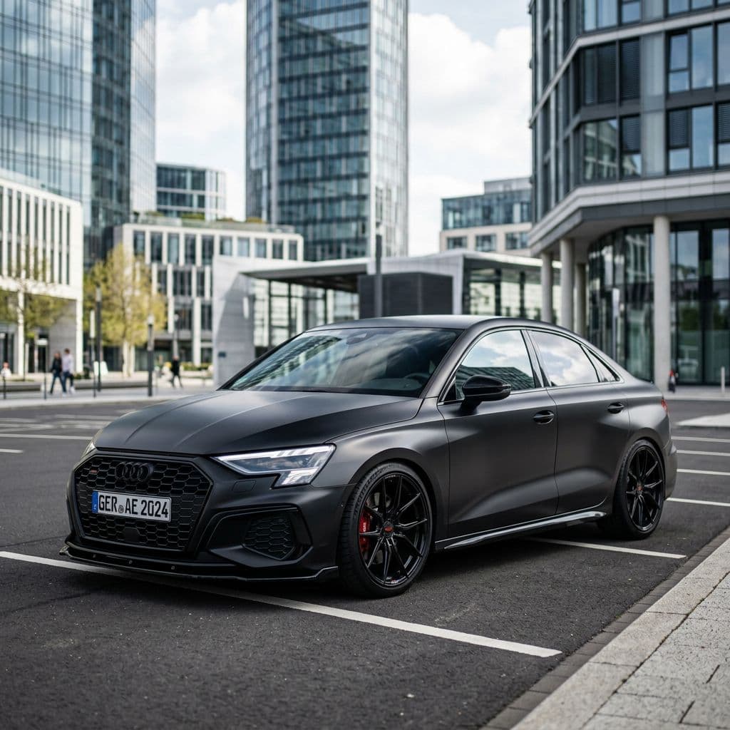 Audi A3 with Matte Black paint job - AI generated preview