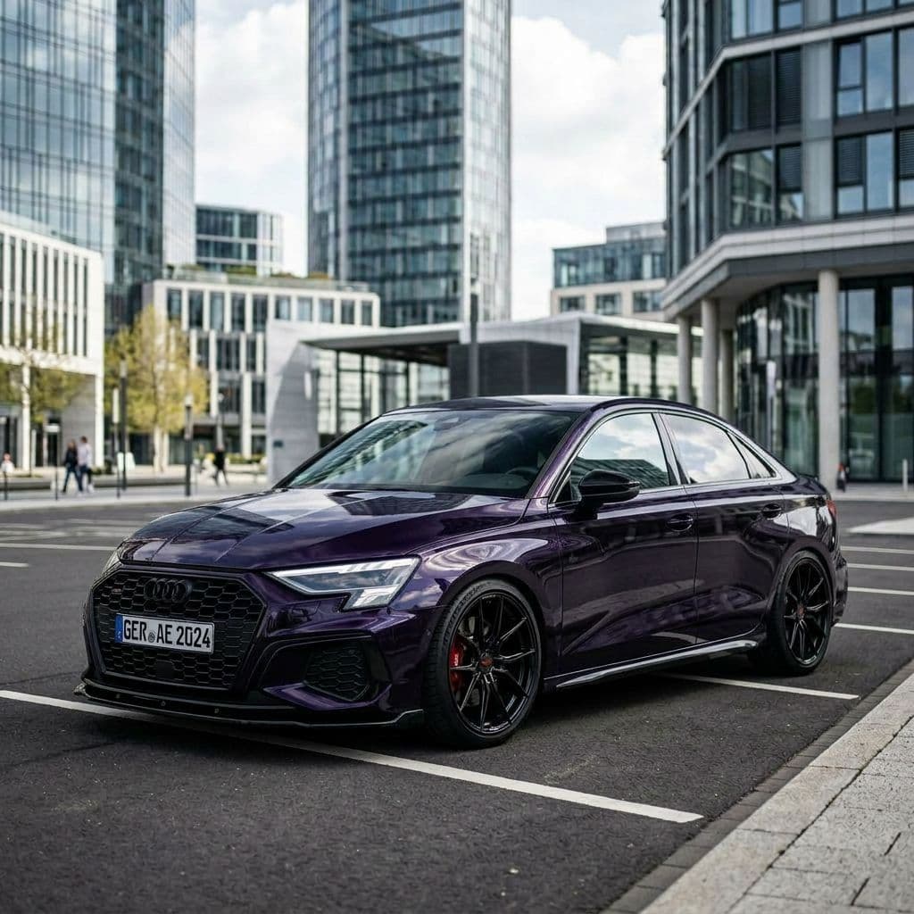 Audi A3 with Midnight Purple paint job - AI generated preview