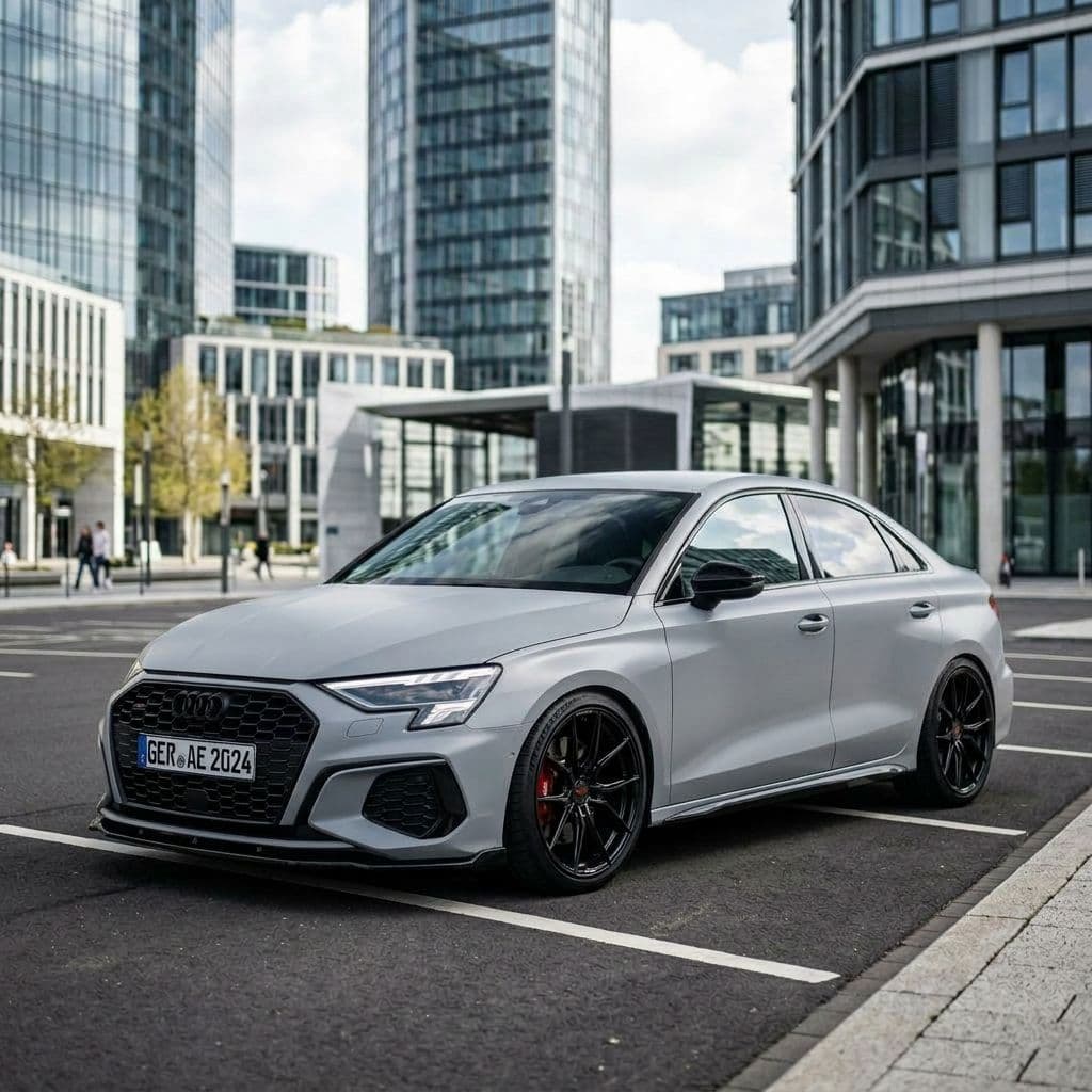 Audi A3 with Nardo Grey paint job - AI generated preview