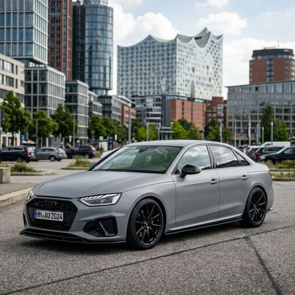 Audi A4 with Nardo Grey paint job - AI generated preview