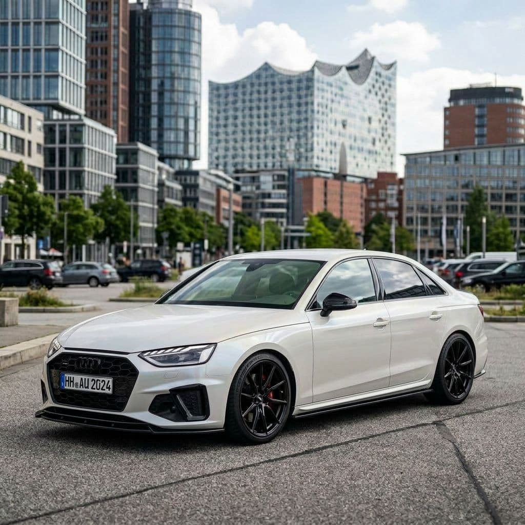 Audi A4 with Pearl White paint job - AI generated preview