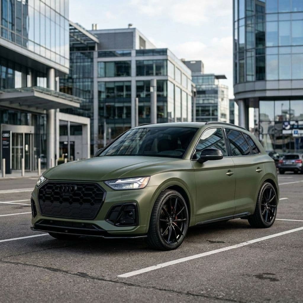 Audi Q5 with Army Green paint job - AI generated preview