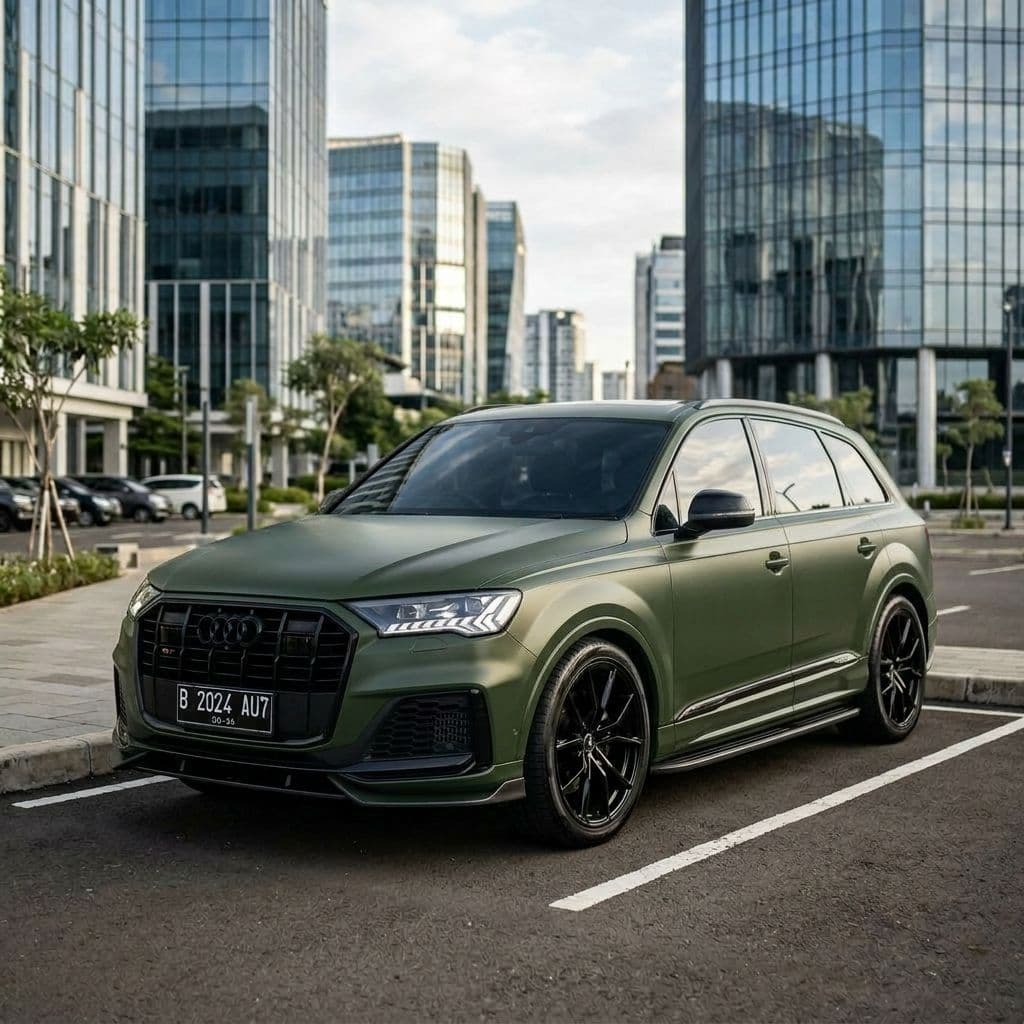 Audi Q7 with Army Green paint job - AI generated preview
