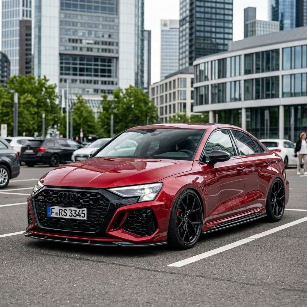 Audi RS3 with Candy Red paint job - AI generated preview