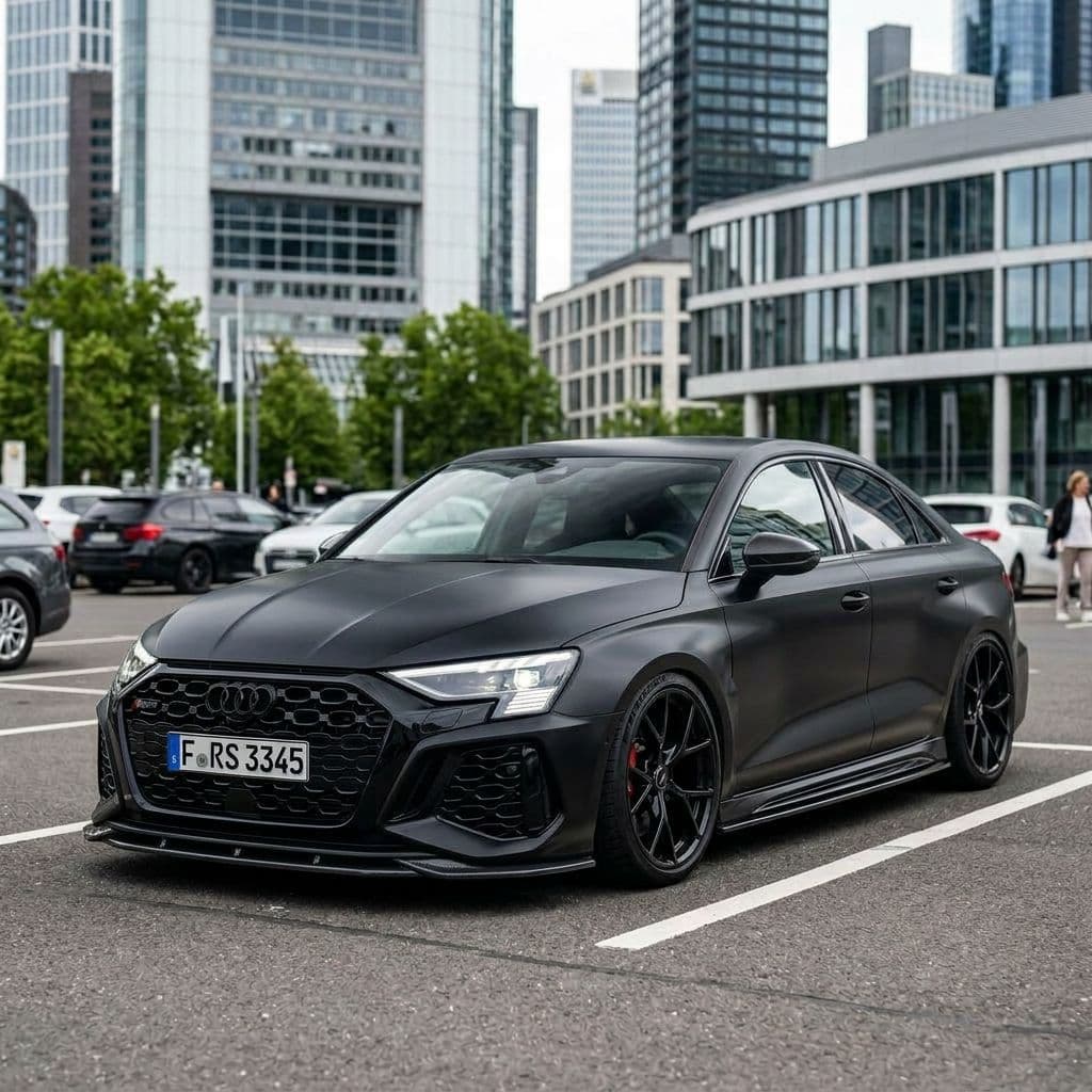 Audi RS3 with Matte Black paint job - AI generated preview