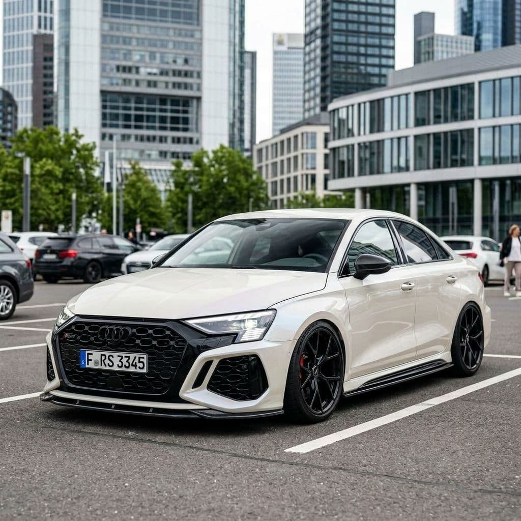 Audi RS3 with Pearl White paint job - AI generated preview
