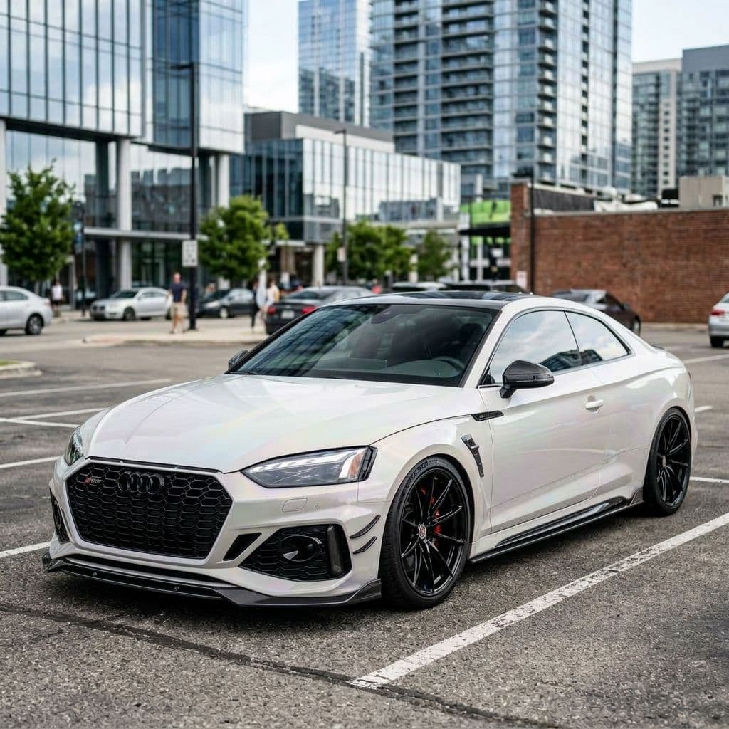 Audi RS5 with Pearl White paint job - AI generated preview