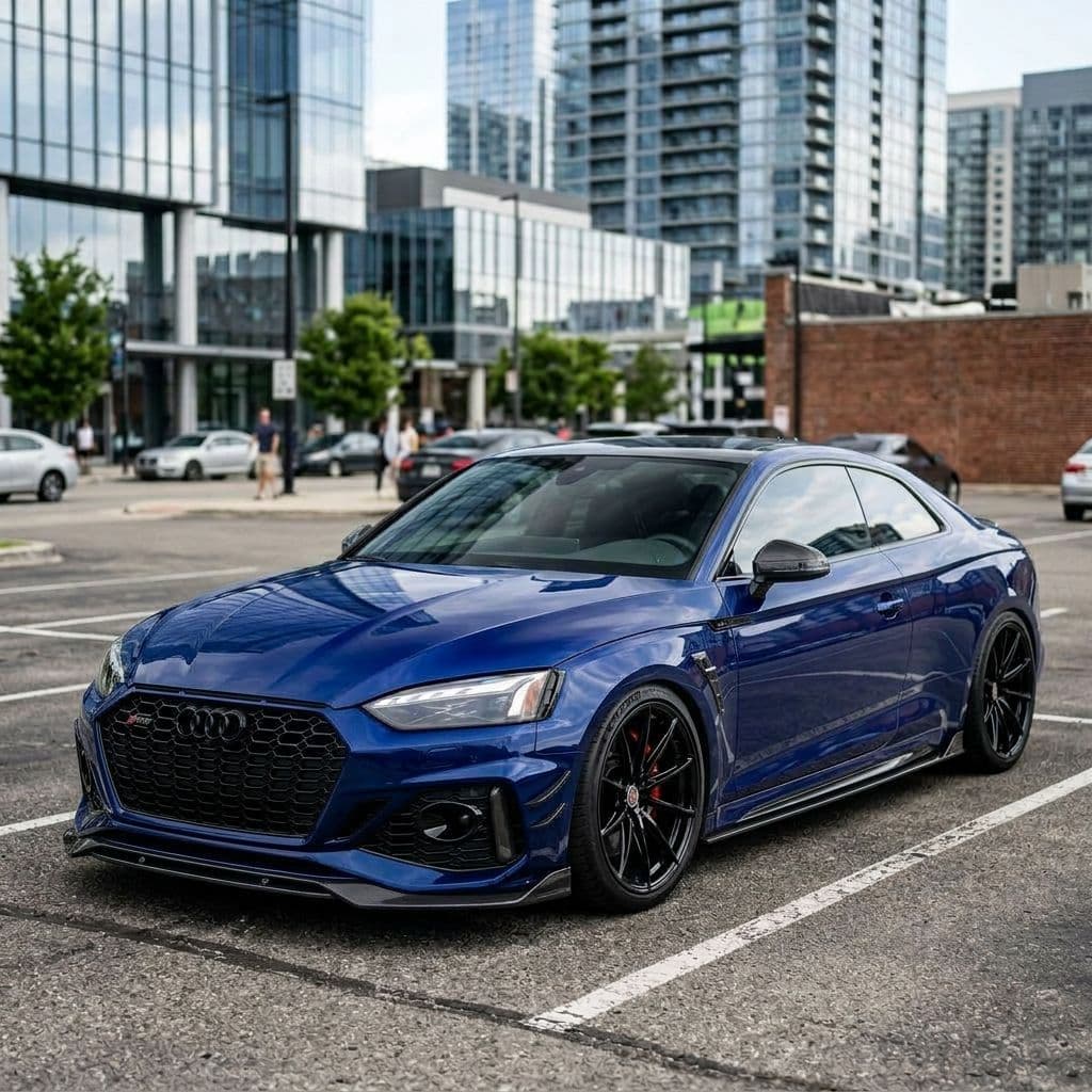 Audi RS5 with Sepang Blue paint job - AI generated preview