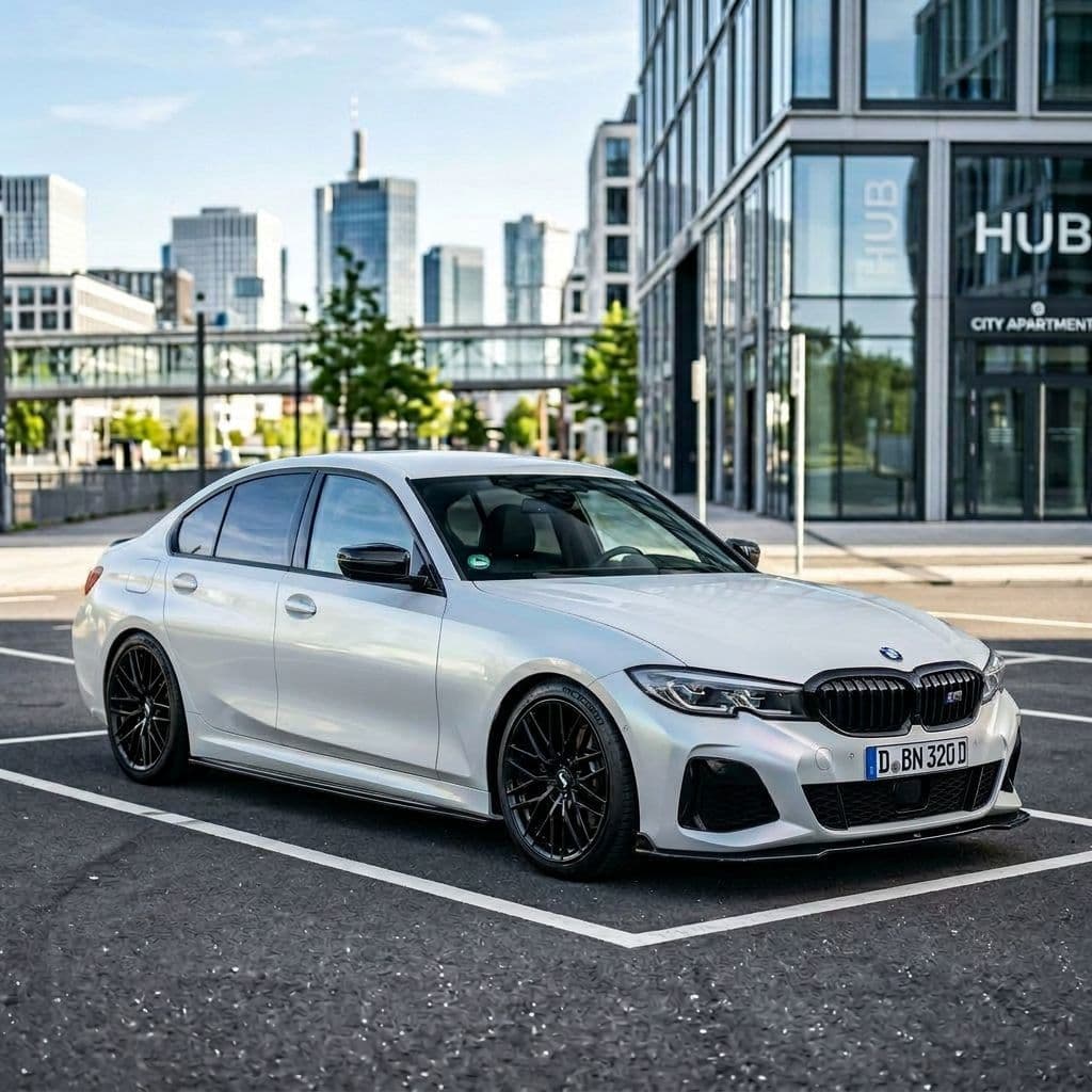 BMW 3 Series with Pearl White paint job - AI generated preview