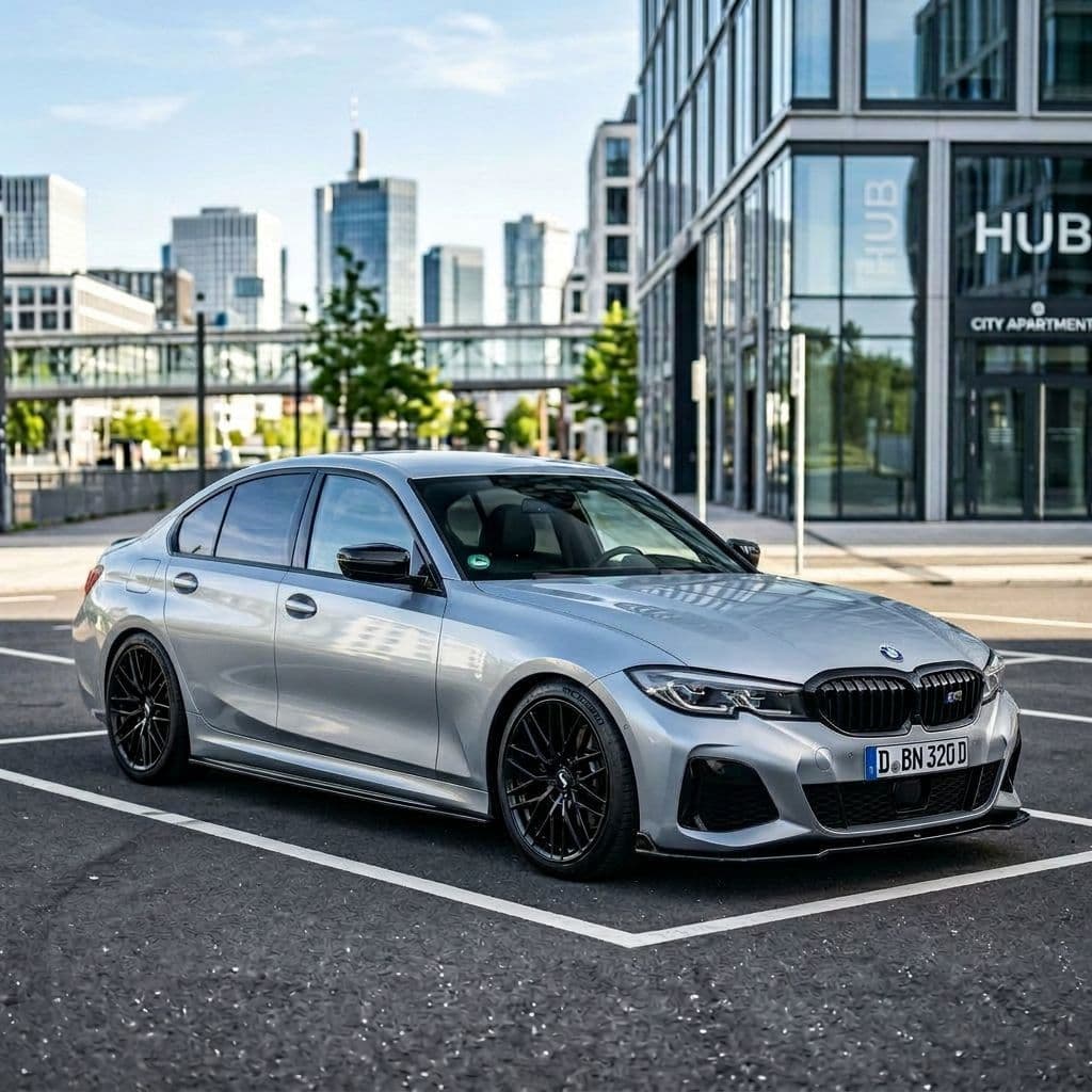 BMW 3 Series with Silver paint job - AI generated preview