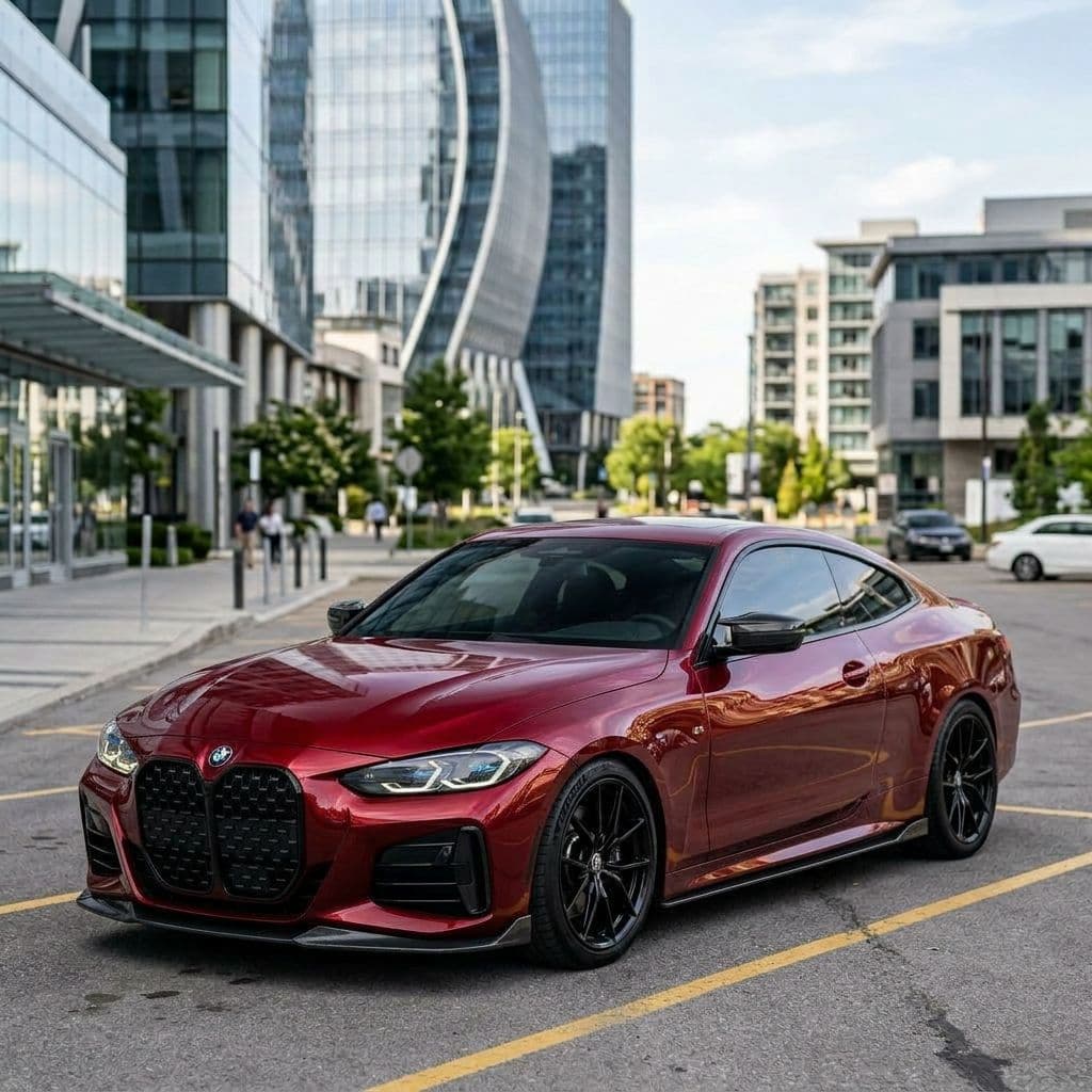 BMW 4 Series with Candy Red paint job - AI generated preview
