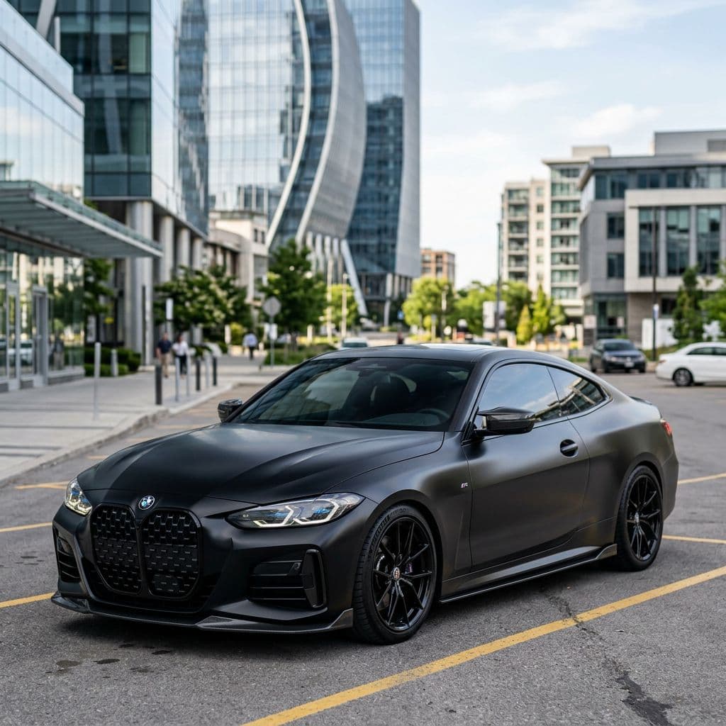BMW 4 Series with Matte Black paint job - AI generated preview