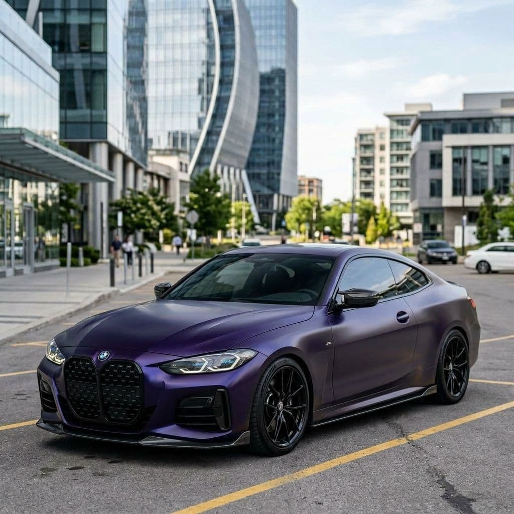 BMW 4 Series with Midnight Purple paint job - AI generated preview