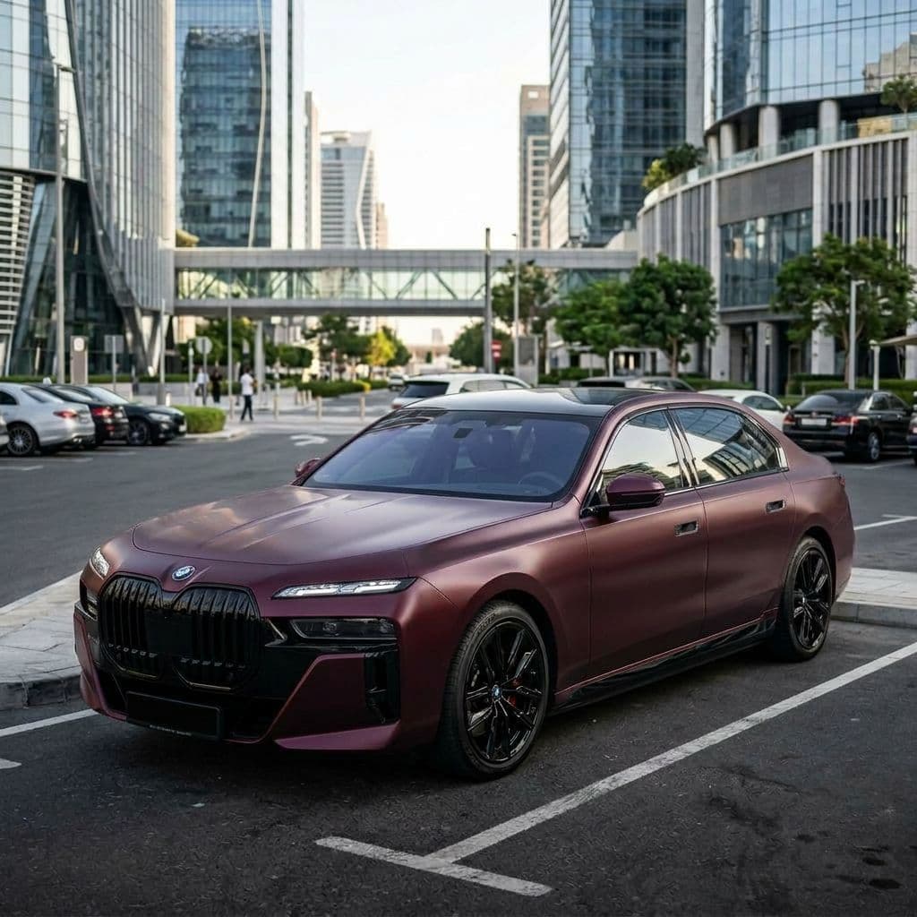 BMW 7 Series with Burgundy paint job - AI generated preview