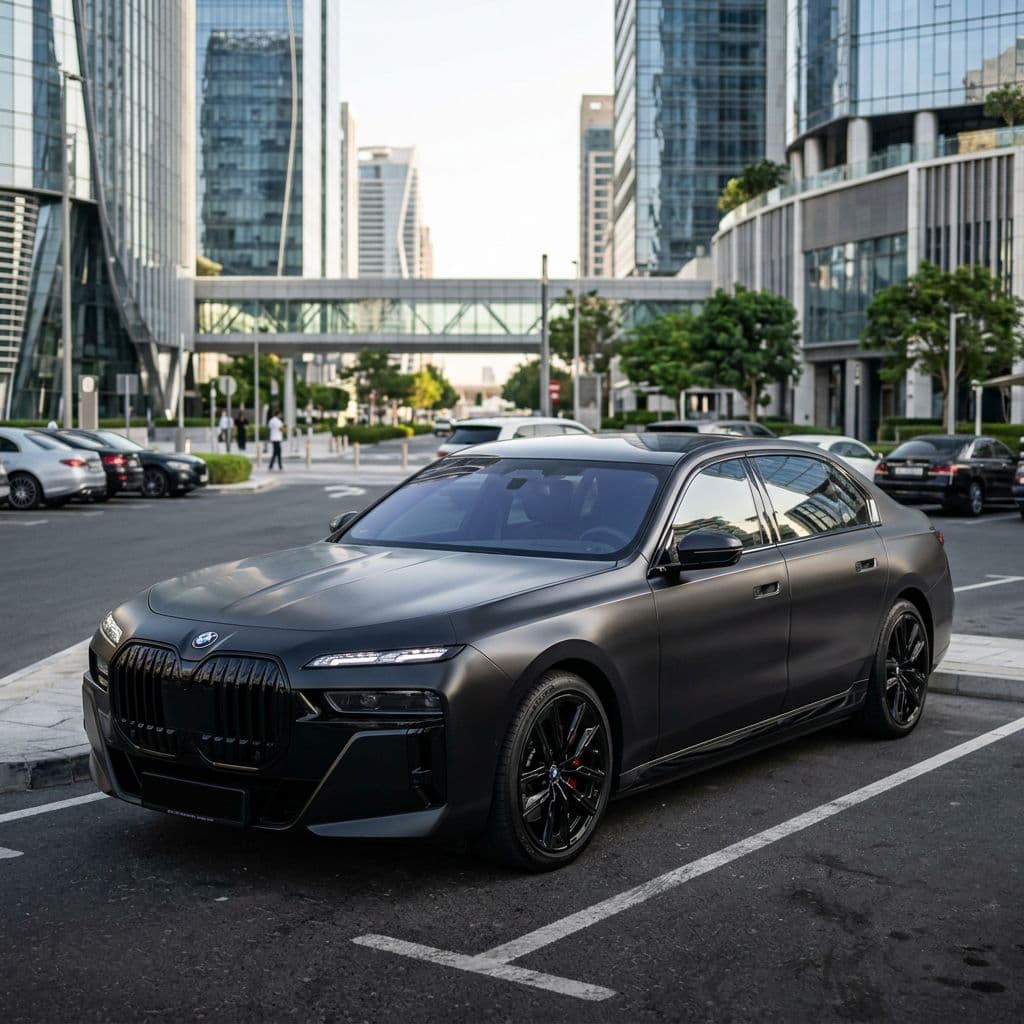 BMW 7 Series with Matte Black paint job - AI generated preview