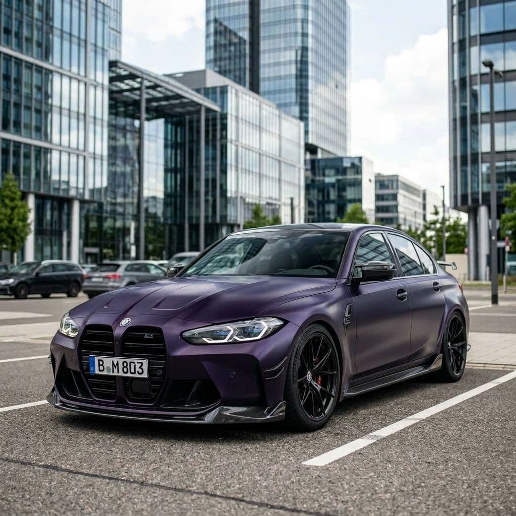 BMW M3 with Midnight Purple paint job - AI generated preview