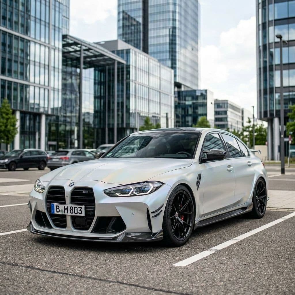 BMW M3 with Pearl White paint job - AI generated preview