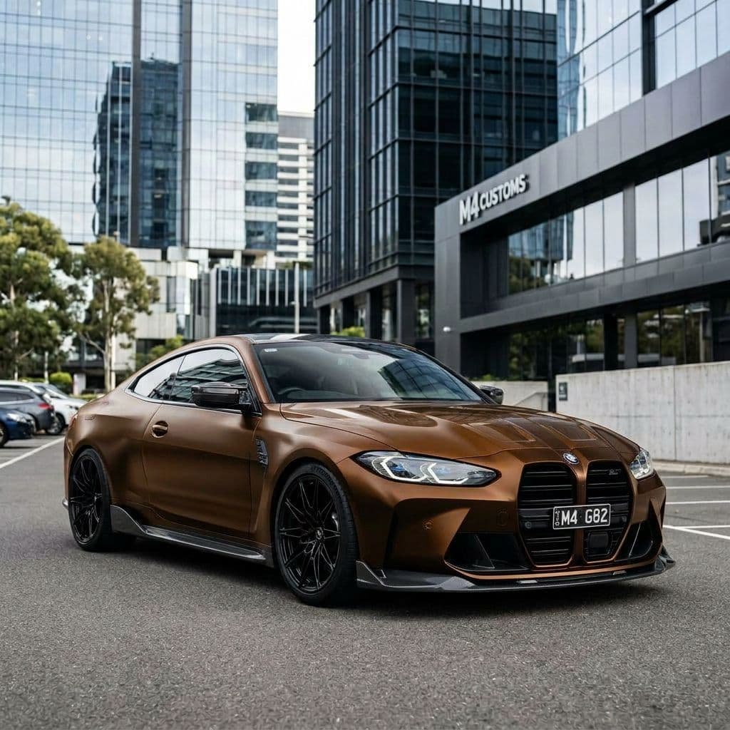 BMW M4 with Bronze paint job - AI generated preview