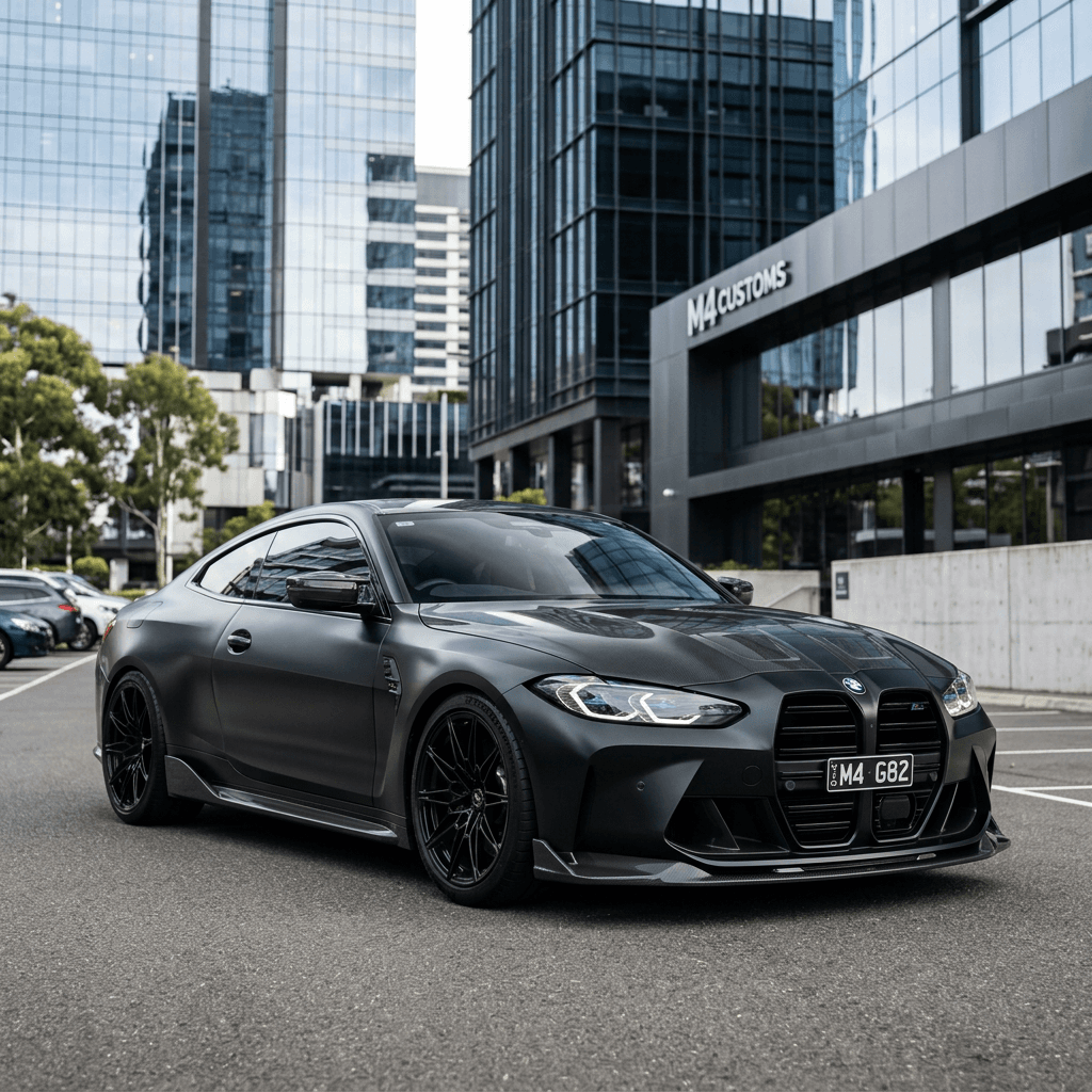 BMW M4 with Matte Black paint job - AI generated preview