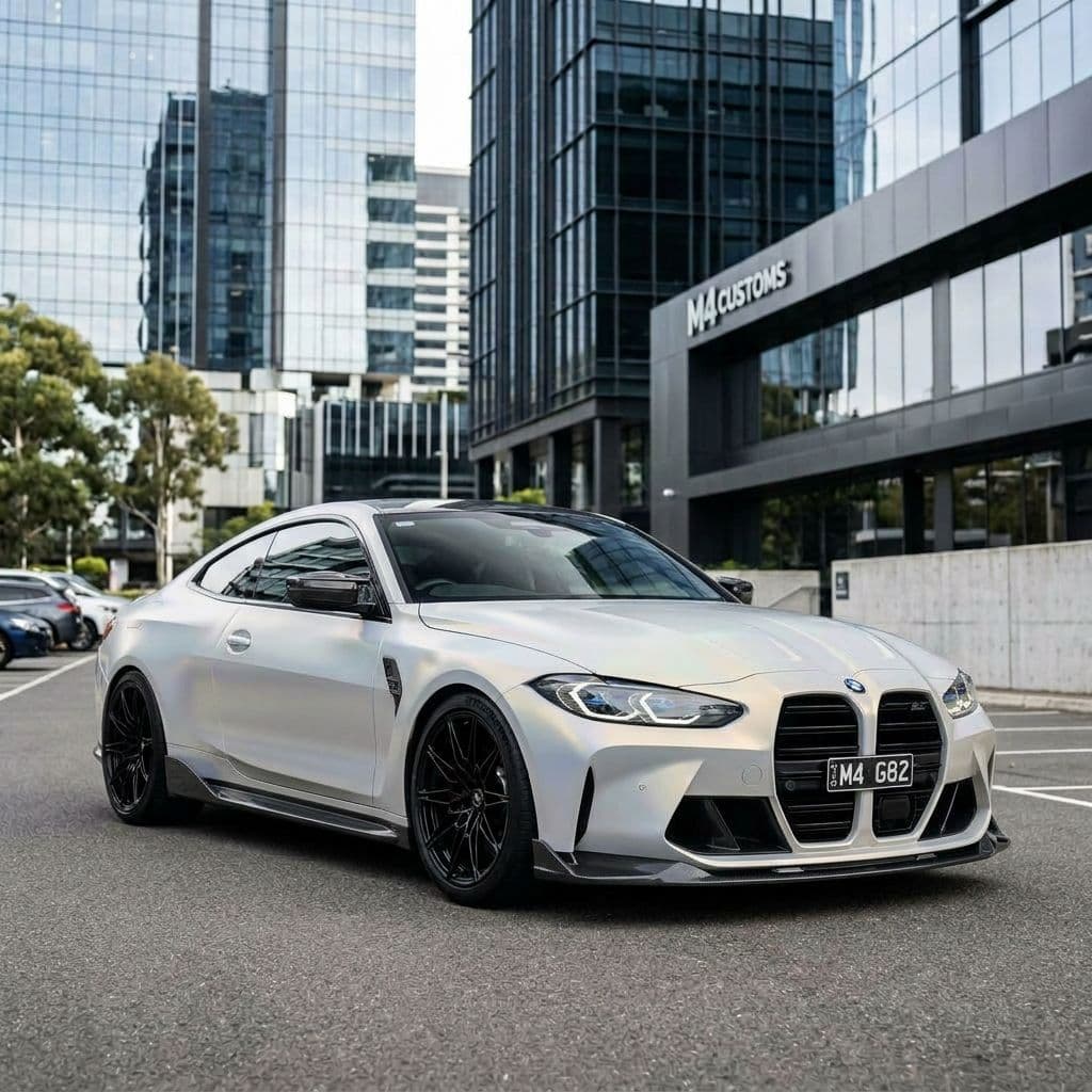 BMW M4 with Pearl White paint job - AI generated preview