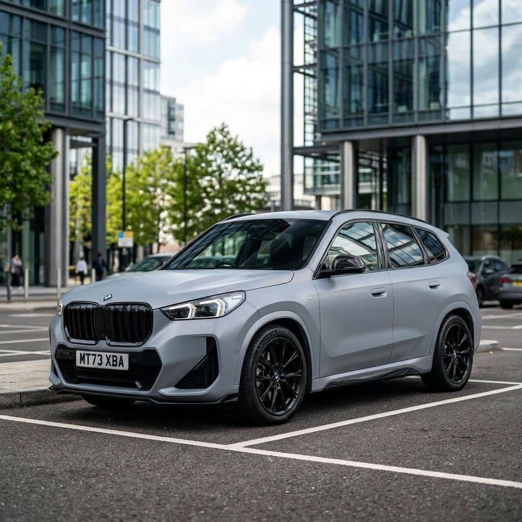 BMW X1 with Nardo Grey paint job - AI generated preview