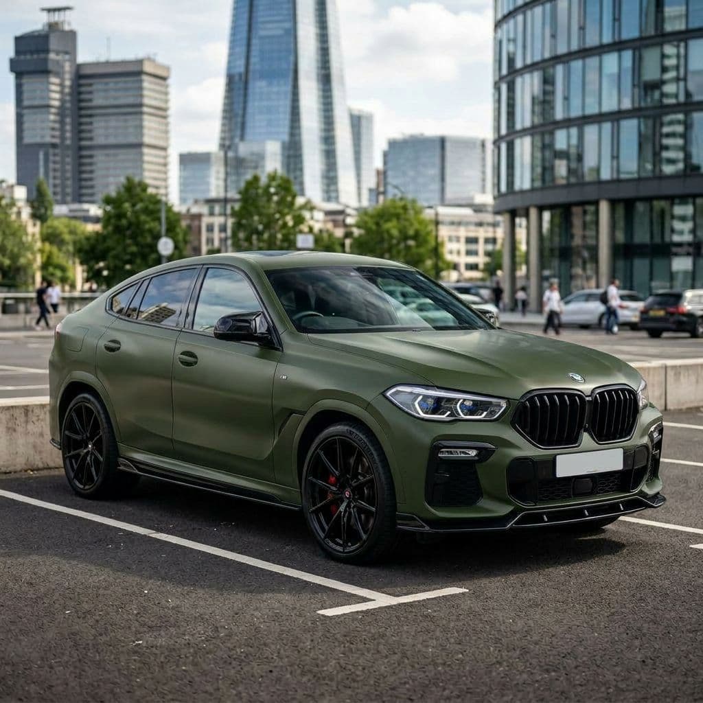 BMW X6 with Army Green paint job - AI generated preview