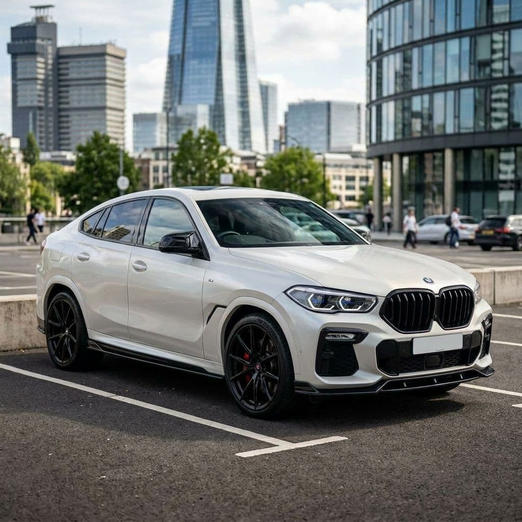 BMW X6 with Pearl White paint job - AI generated preview