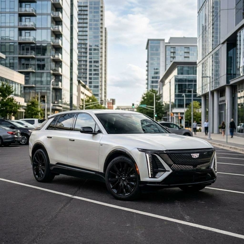 Cadillac Lyriq with Pearl White paint job - AI generated preview