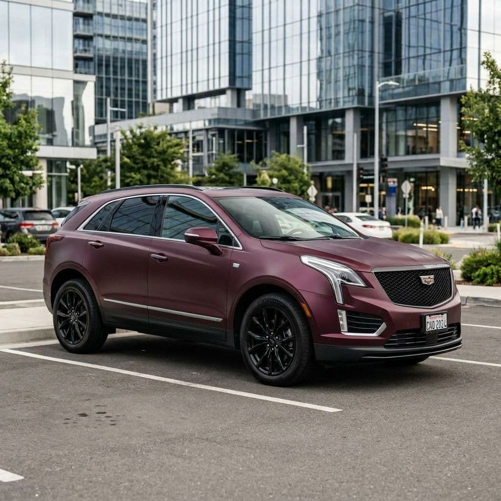 Cadillac XT5 with Burgundy paint job - AI generated preview