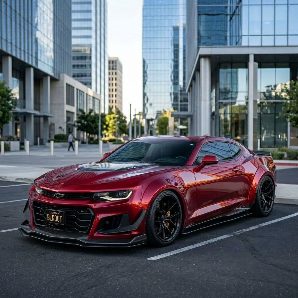 Chevrolet Camaro with Candy Red paint job - AI generated preview