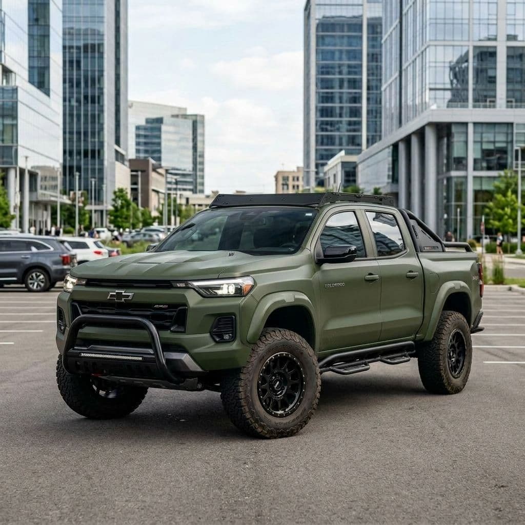 Chevrolet Colorado with Army Green paint job - AI generated preview