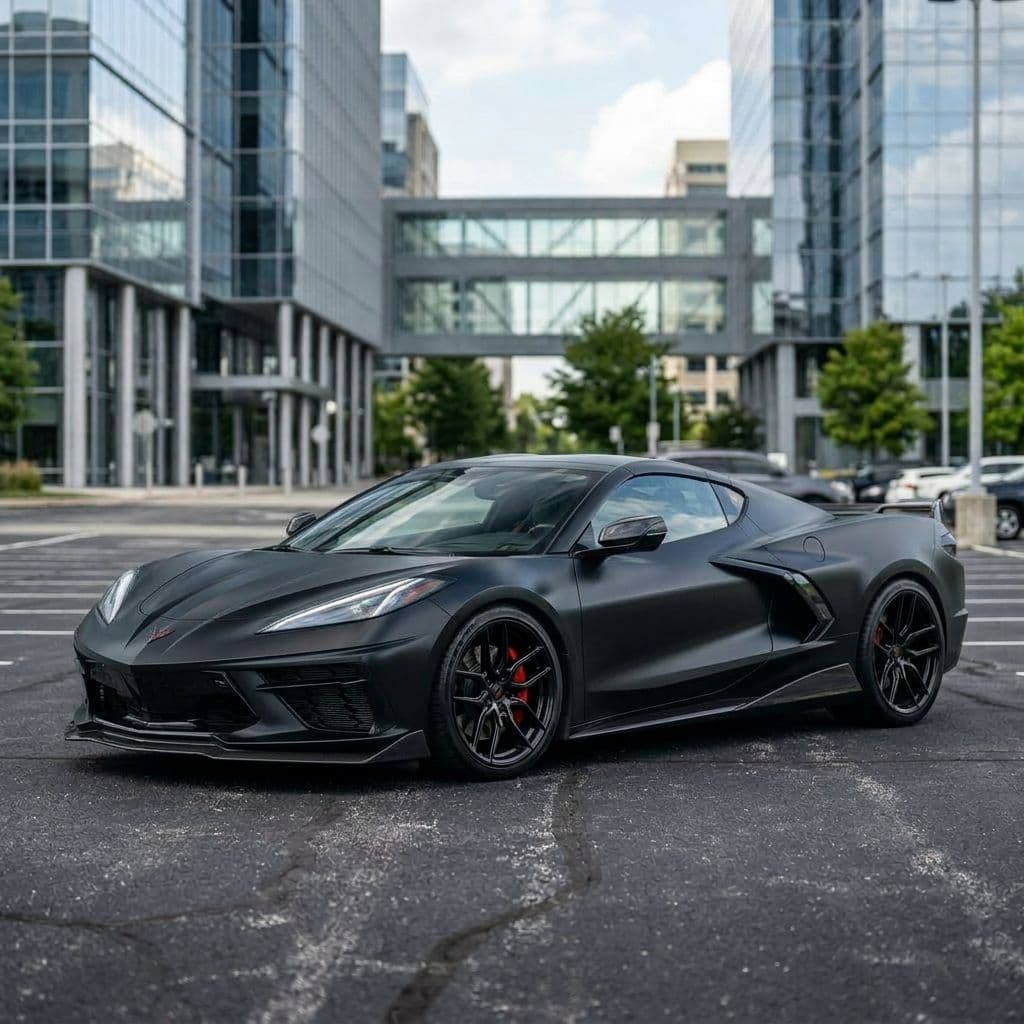 Chevrolet Corvette with Matte Black paint job - AI generated preview