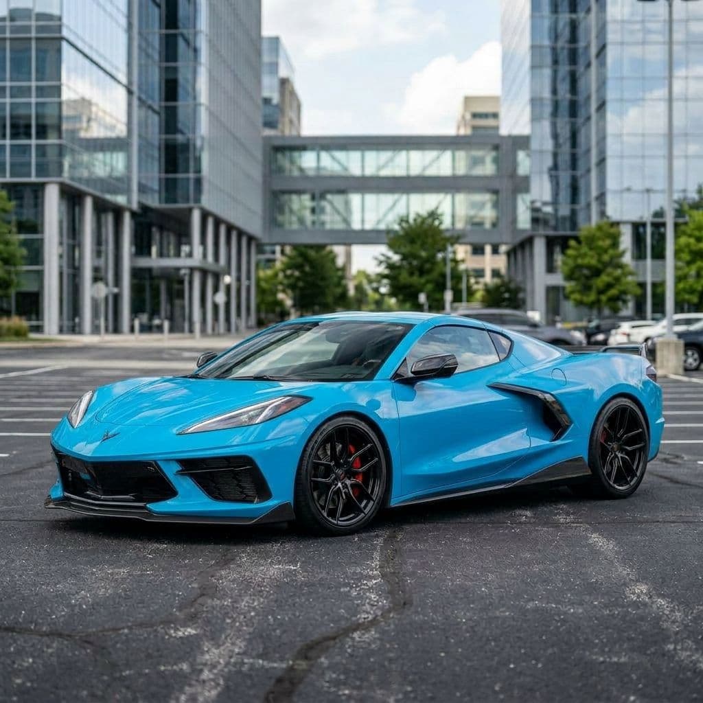 Chevrolet Corvette with Miami Blue paint job - AI generated preview