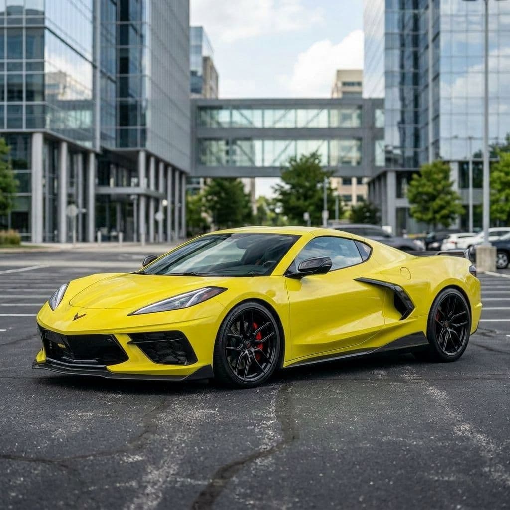 Chevrolet Corvette with Racing Yellow paint job - AI generated preview