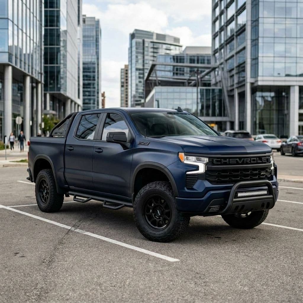 Chevrolet Silverado with Midnight Blue paint job - AI generated preview