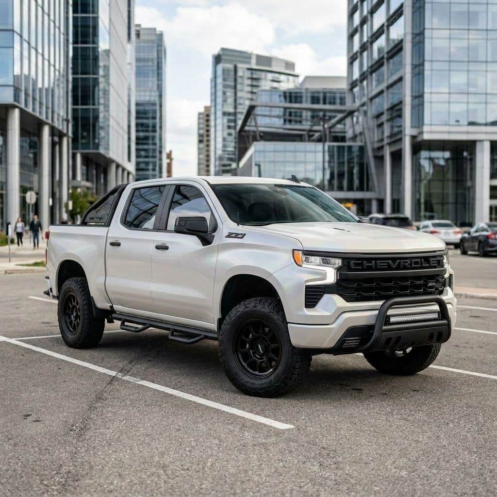 Chevrolet Silverado with Pearl White paint job - AI generated preview