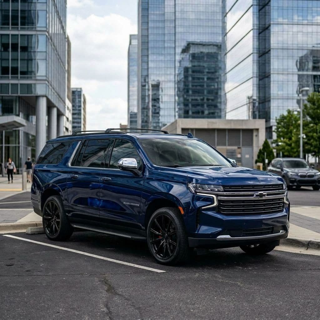Chevrolet Suburban with Midnight Blue paint job - AI generated preview