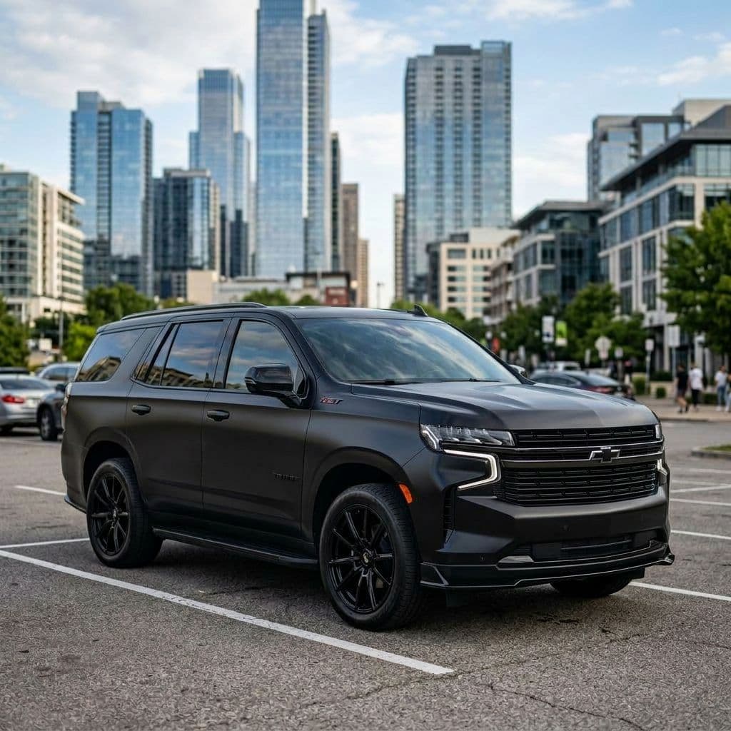 Chevrolet Tahoe with Matte Black paint job - AI generated preview