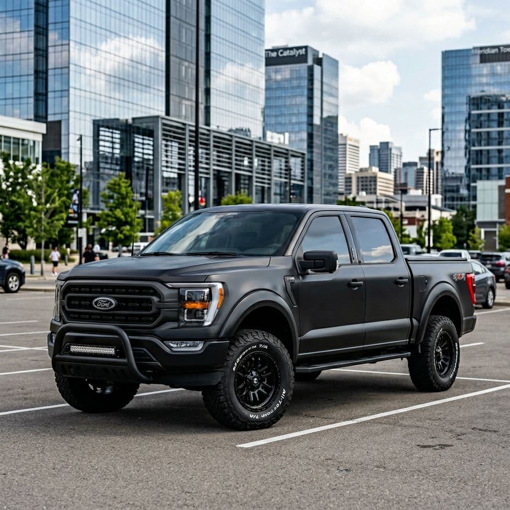 Ford F-150 with Matte Black paint job - AI generated preview