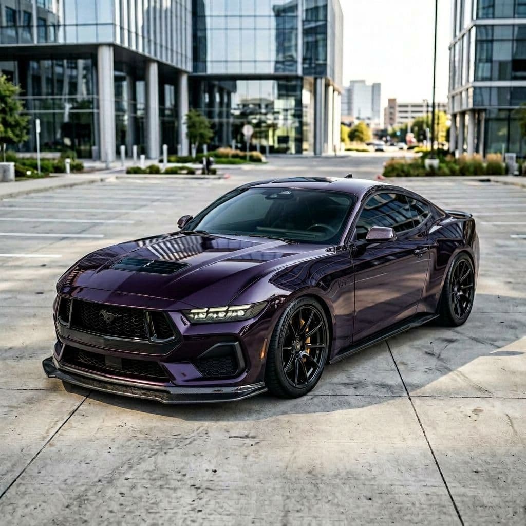 Ford Mustang with Midnight Purple paint job - AI generated preview