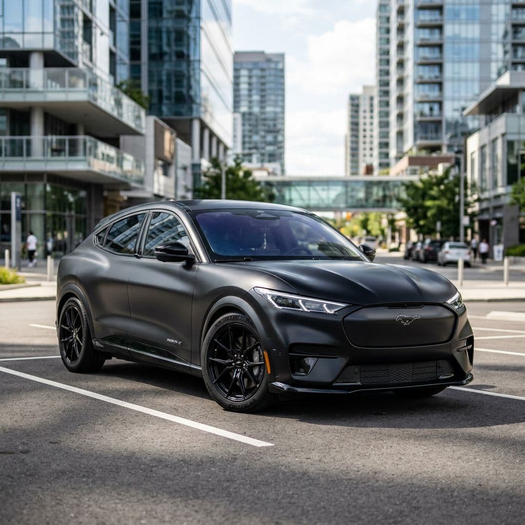 Ford Mustang Mach-E with Matte Black paint job - AI generated preview