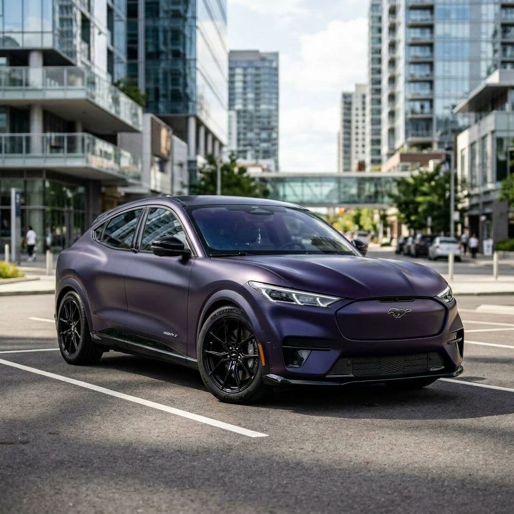 Ford Mustang Mach-E with Midnight Purple paint job - AI generated preview