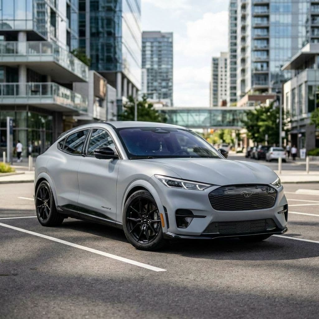 Ford Mustang Mach-E with Nardo Grey paint job - AI generated preview