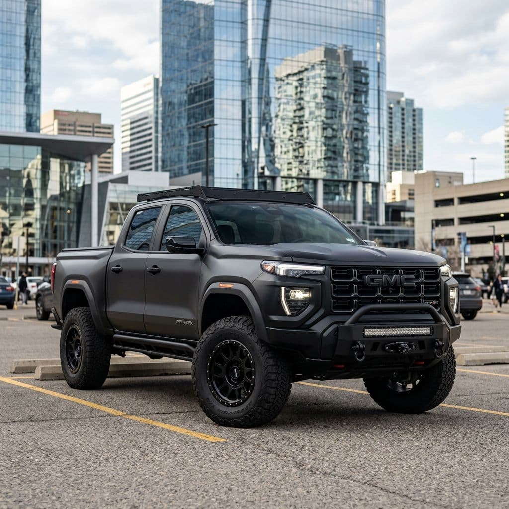 GMC Canyon with Matte Black paint job - AI generated preview