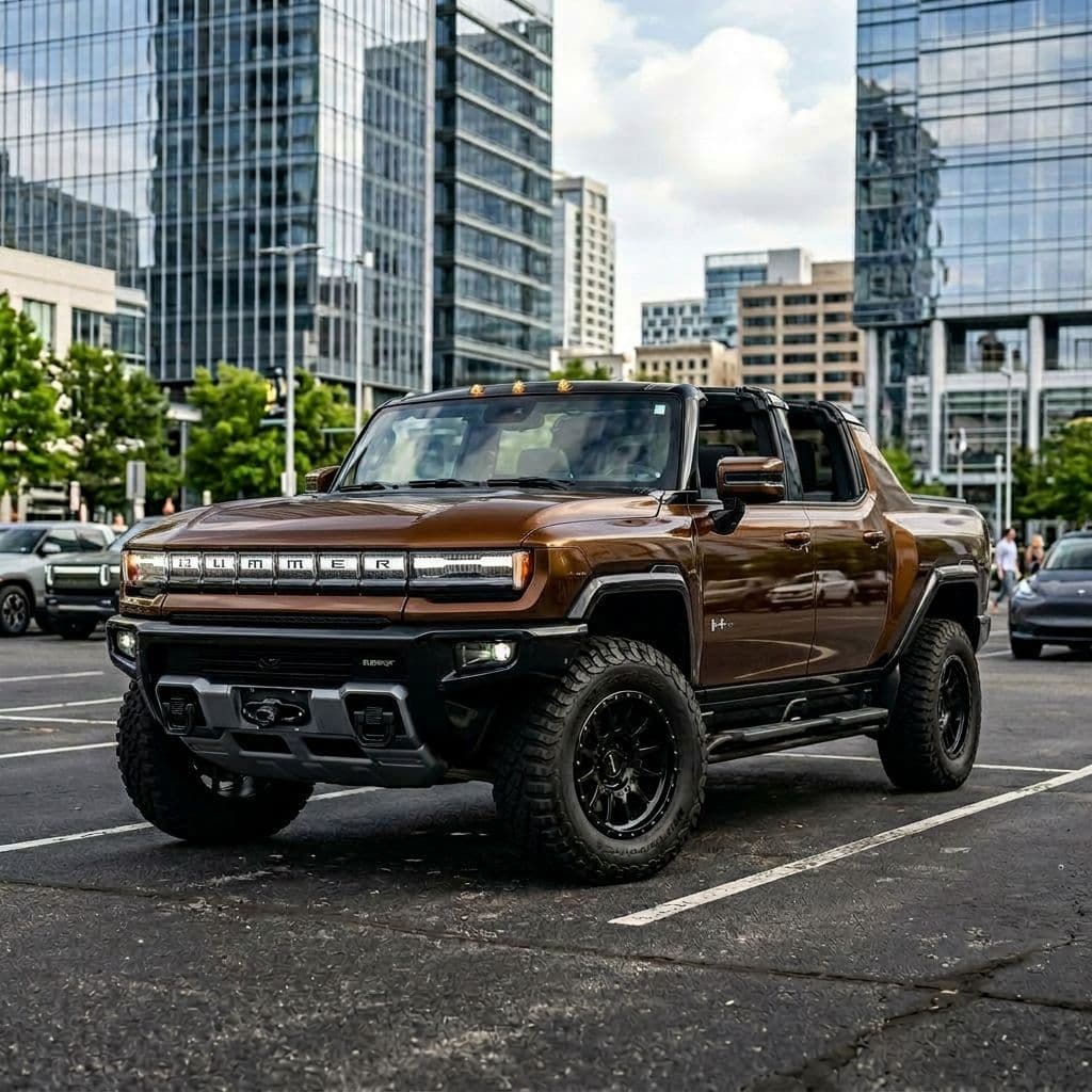 GMC Hummer EV Pickup with Bronze paint job - AI generated preview
