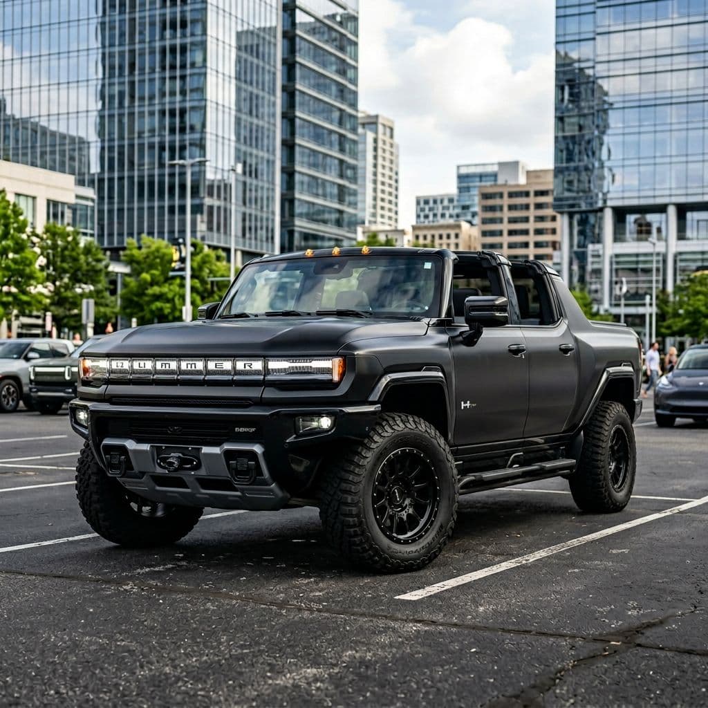 GMC Hummer EV Pickup with Matte Black paint job - AI generated preview