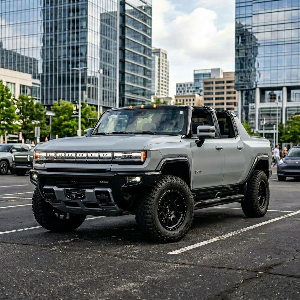 GMC Hummer EV Pickup with Nardo Grey paint job - AI generated preview