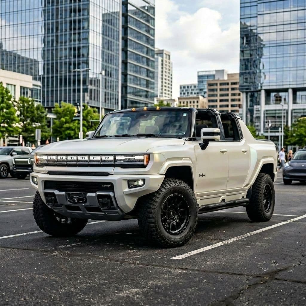 GMC Hummer EV Pickup with Pearl White paint job - AI generated preview