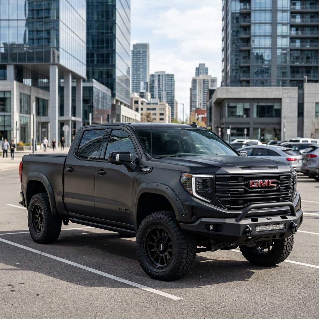GMC Sierra 1500 with Matte Black paint job - AI generated preview