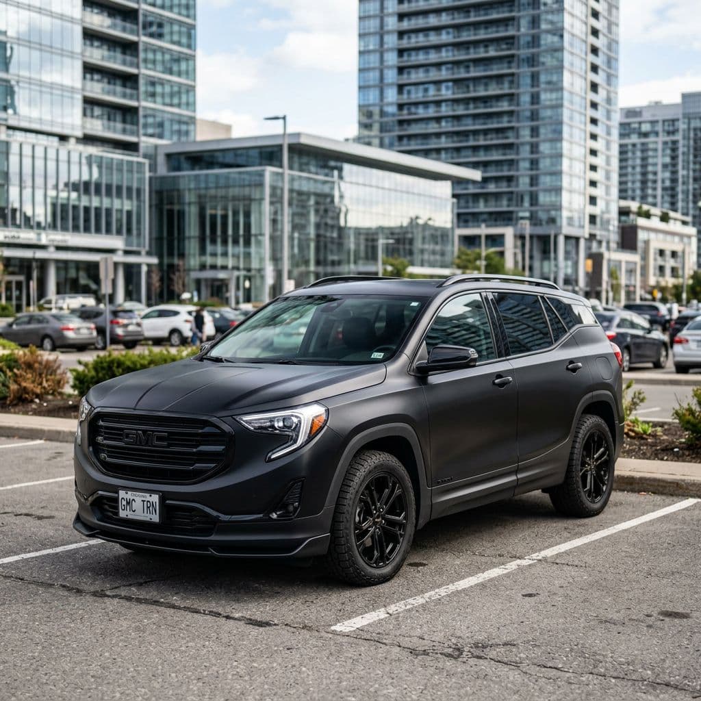 GMC Terrain with Matte Black paint job - AI generated preview
